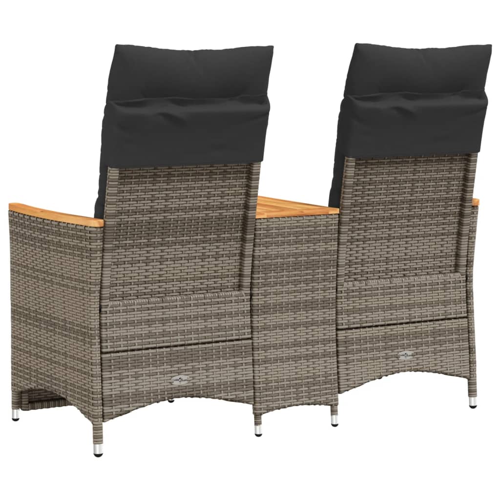 vidaXL Rozkładana sofa ogrodowa dla 2 os., ze stolikiem, szara