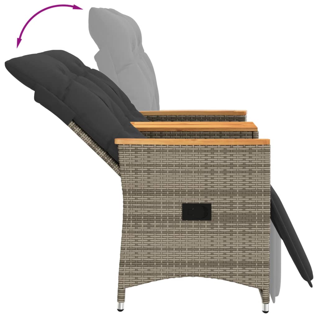 vidaXL Rozkładana sofa ogrodowa dla 2 os., ze stolikiem, szara
