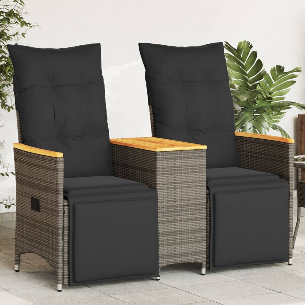 vidaXL Rozkładana sofa ogrodowa dla 2 os., ze stolikiem, szara