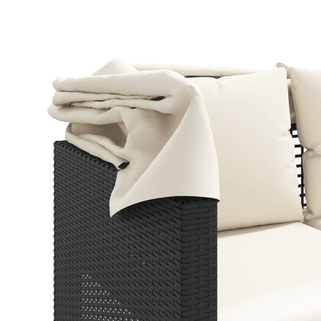 vidaXL 3-os. sofa ogrodowa z baldachimem i podnóżkami, czarna