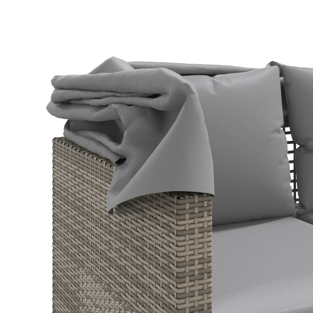 vidaXL 3-os. sofa ogrodowa z baldachimem i podnóżkami, szara