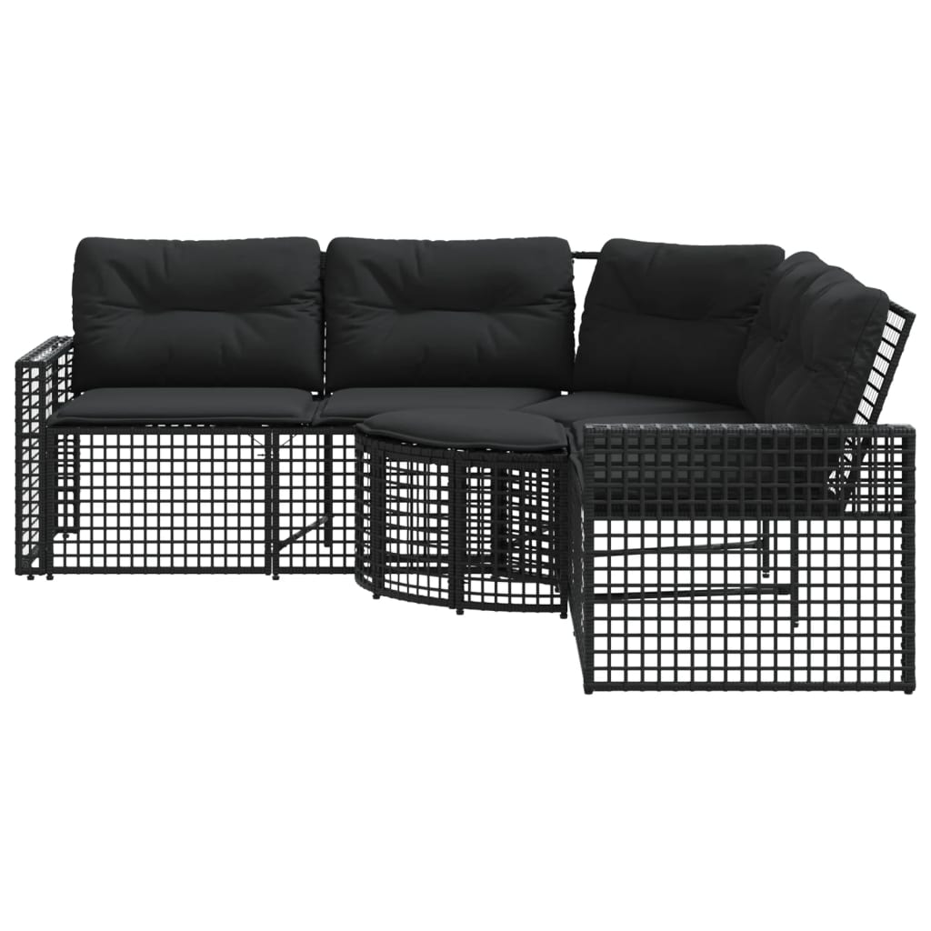 vidaXL Narożna sofa ogrodowa z poduszkami i podnóżkiem, polirattan