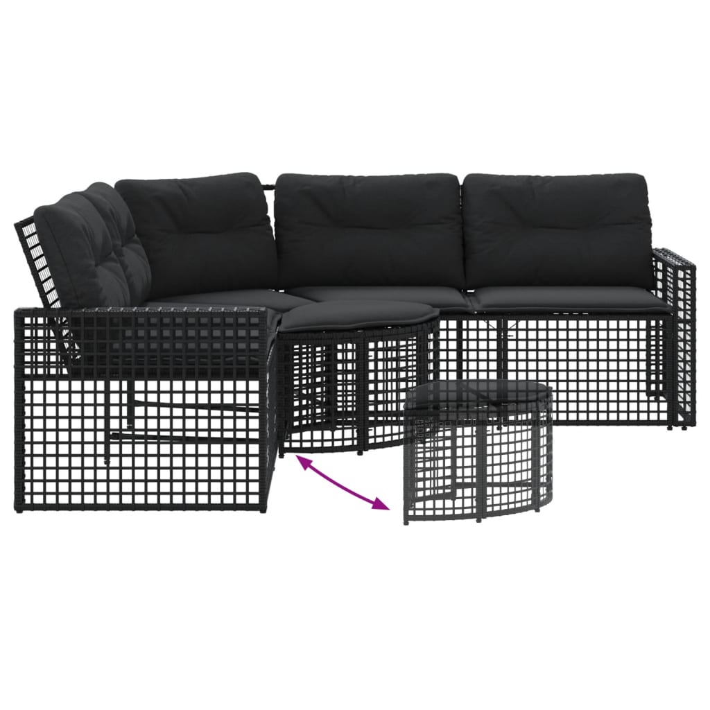 vidaXL Narożna sofa ogrodowa z poduszkami i podnóżkiem, polirattan