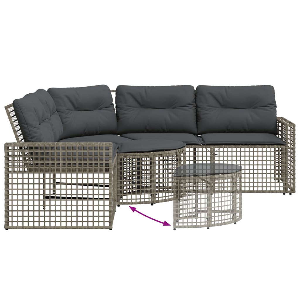 vidaXL Narożna sofa ogrodowa z poduszkami i podnóżkiem, polirattan