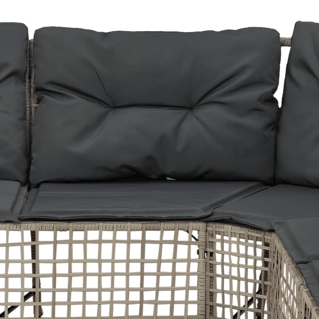 vidaXL Narożna sofa ogrodowa z poduszkami i podnóżkiem, polirattan