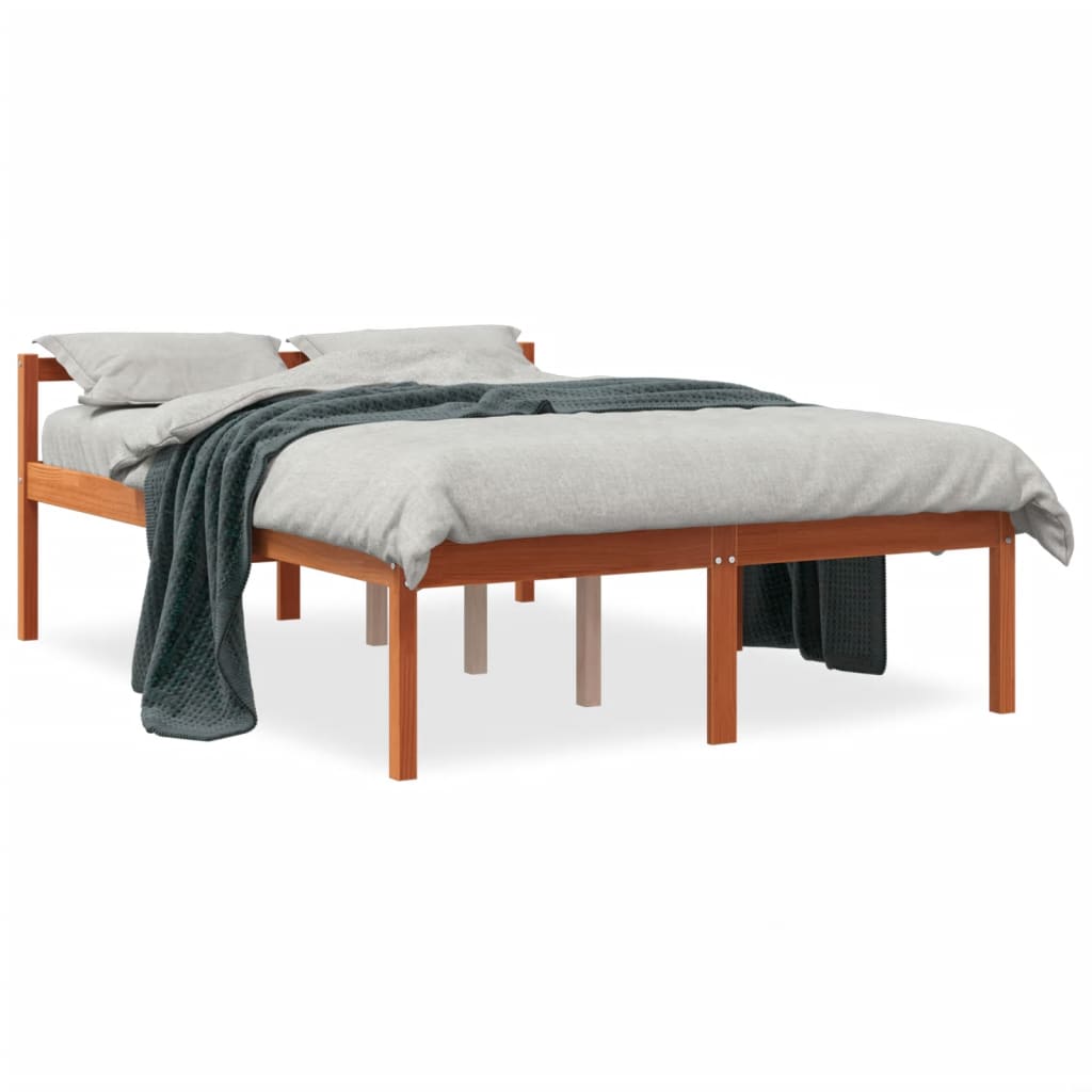 vidaXL Łóżko dla seniora, woskowy brąz, 120x190cm, lite drewno sosnowe