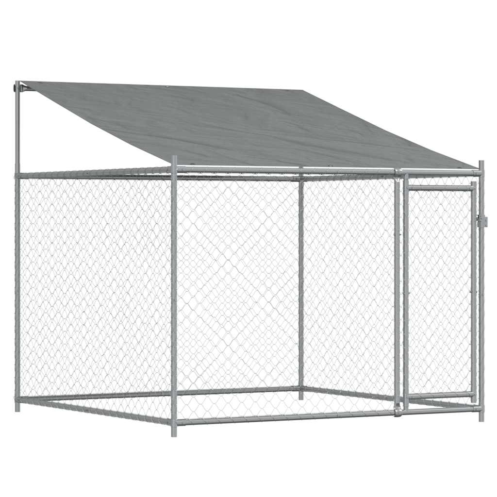 vidaXL Klatka dla psa, z dachem i drzwiami, szara, 2x2x2 m, stal
