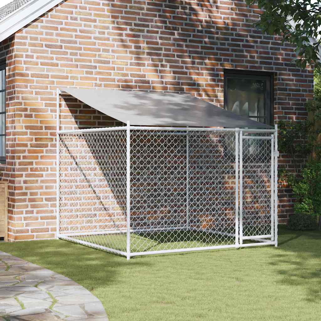 vidaXL Klatka dla psa, z dachem i drzwiami, szara, 2x2x2 m, stal