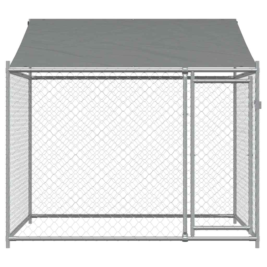 vidaXL Klatka dla psa, z dachem i drzwiami, szara, 2x2x2 m, stal
