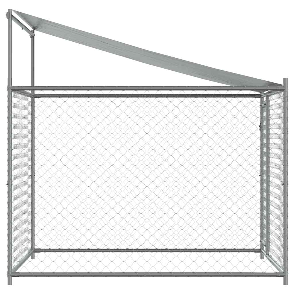 vidaXL Klatka dla psa, z dachem i drzwiami, szara, 2x2x2 m, stal