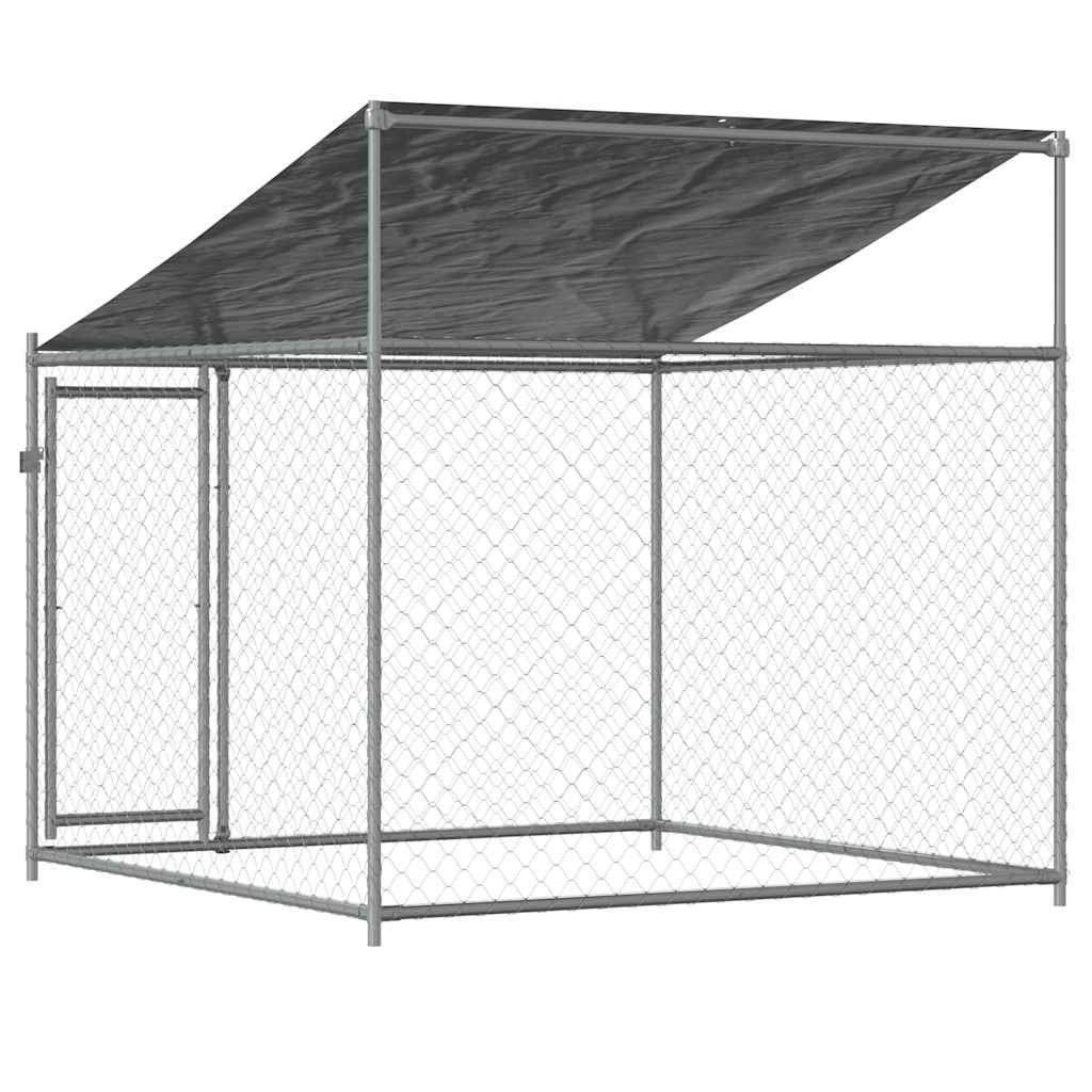 vidaXL Klatka dla psa, z dachem i drzwiami, szara, 2x2x2 m, stal