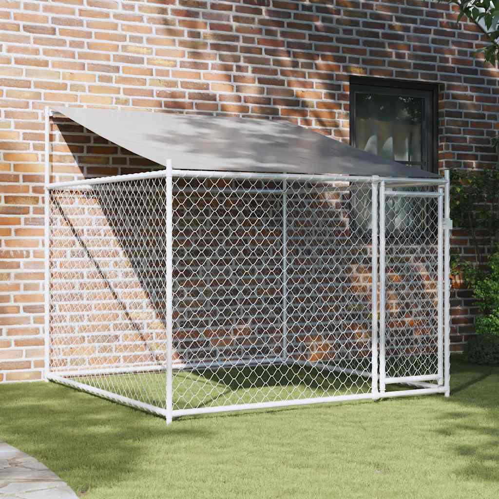 vidaXL Klatka dla psa, z dachem i drzwiami, szara, 2x2x2 m, stal