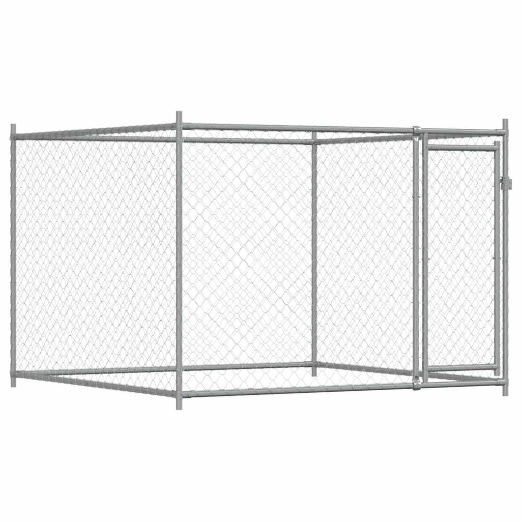 vidaXL Klatka dla psa, z drzwiami, szara, 2x2x1,5 m, stal