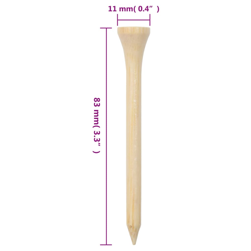vidaXL Kołki tee do golfa, 1000 szt., 83 mm, bambusowe