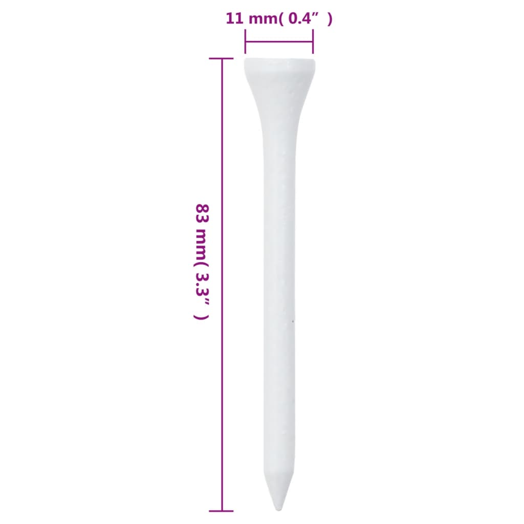 vidaXL Kołki tee do golfa, 1000 szt., białe, 83 mm, bambusowe