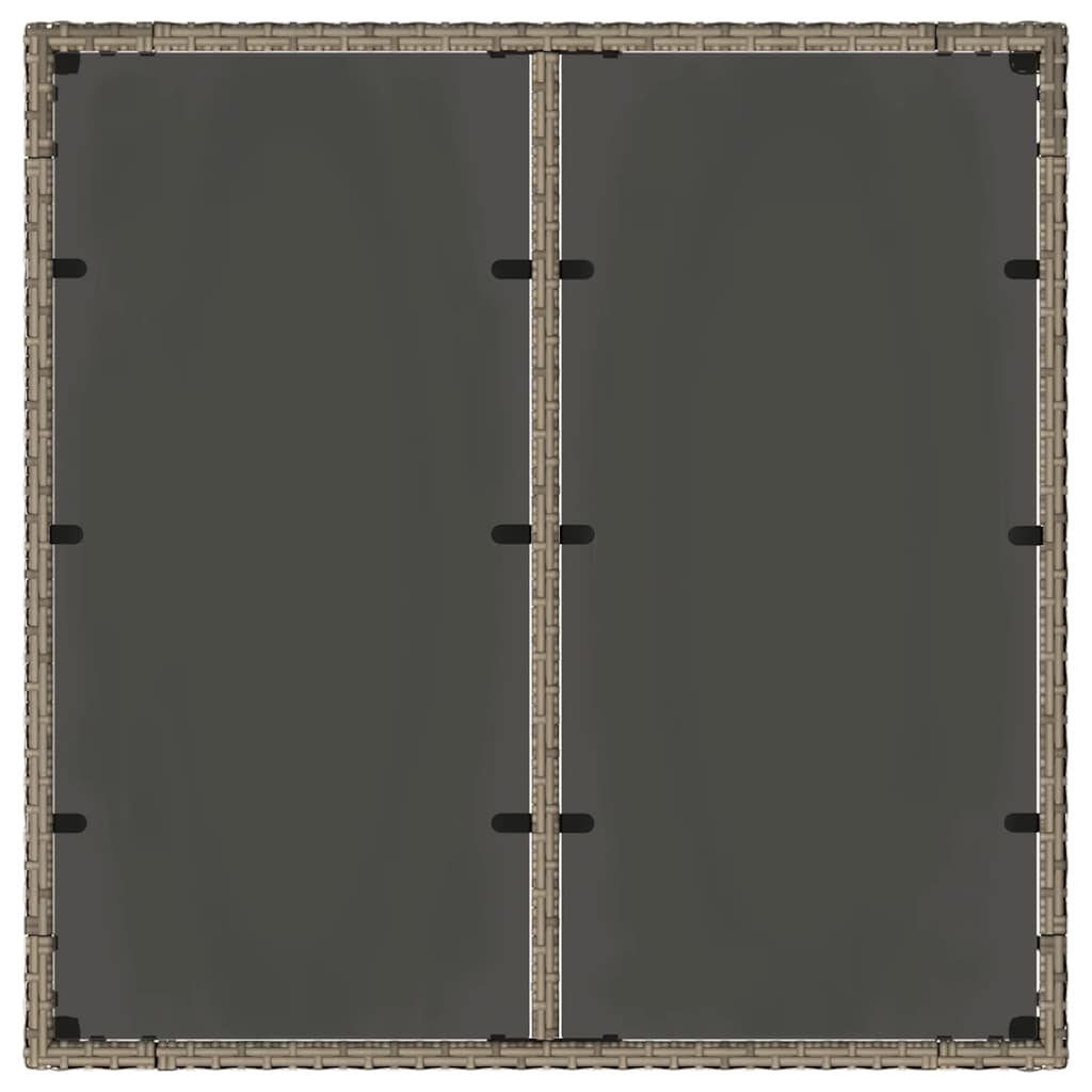 vidaXL Stół ogrodowy ze szklanym blatem, szary, 90x90x75 cm, rattan PE