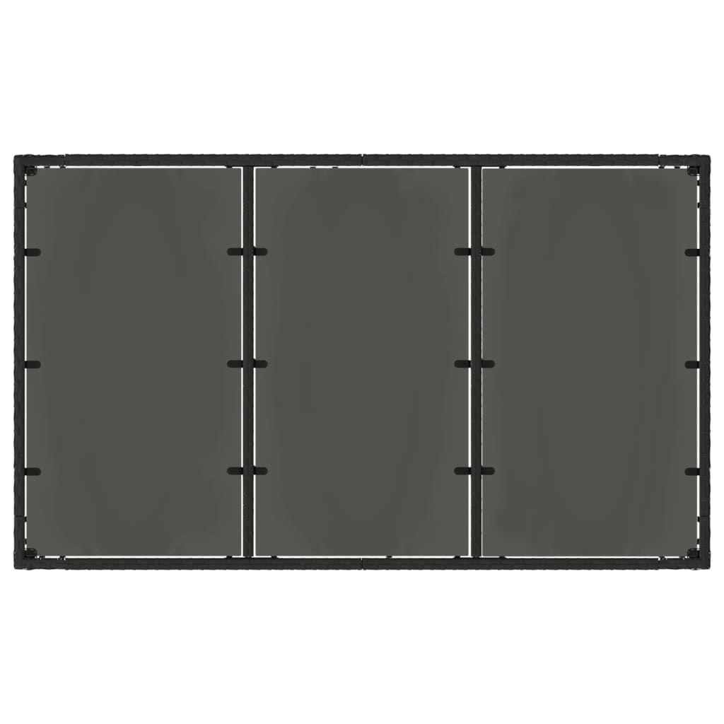 vidaXL Stół ogrodowy ze szklanym blatem, czarny, 150x90x75cm rattan PE
