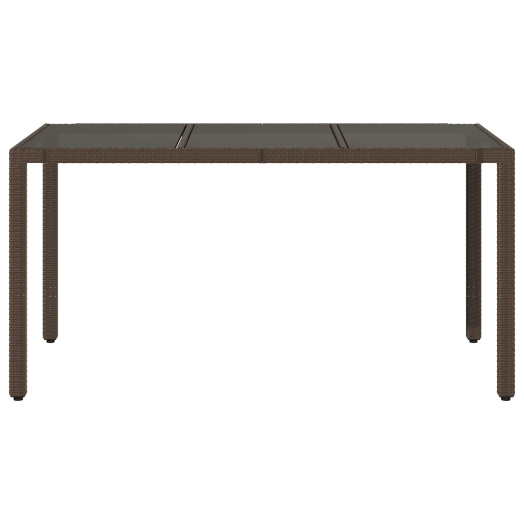 vidaXL Stół ogrodowy ze szklanym blatem, brąz, 150x90x75cm, polirattan