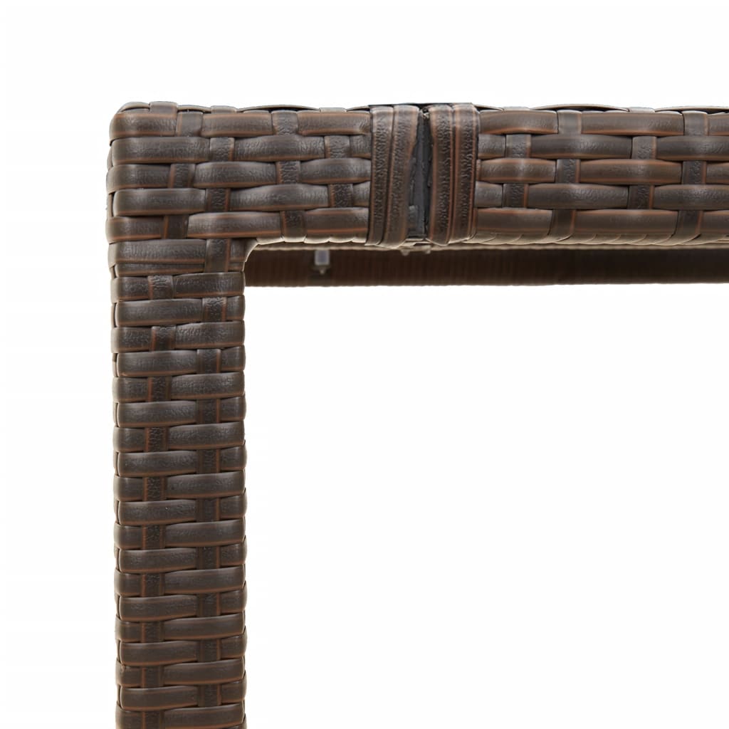 vidaXL Stół ogrodowy ze szklanym blatem, brąz, 150x90x75cm, polirattan