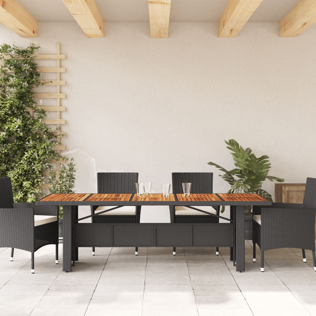 vidaXL Stół ogrodowy z akacjowym blatem, czarny, 240x90x75 cm