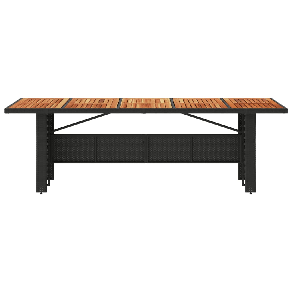 vidaXL Stół ogrodowy z akacjowym blatem, czarny, 240x90x75 cm