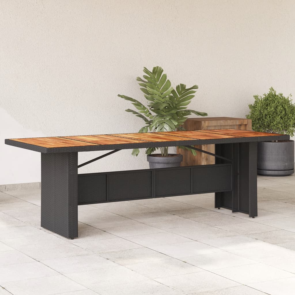 vidaXL Stół ogrodowy z akacjowym blatem, czarny, 240x90x75 cm