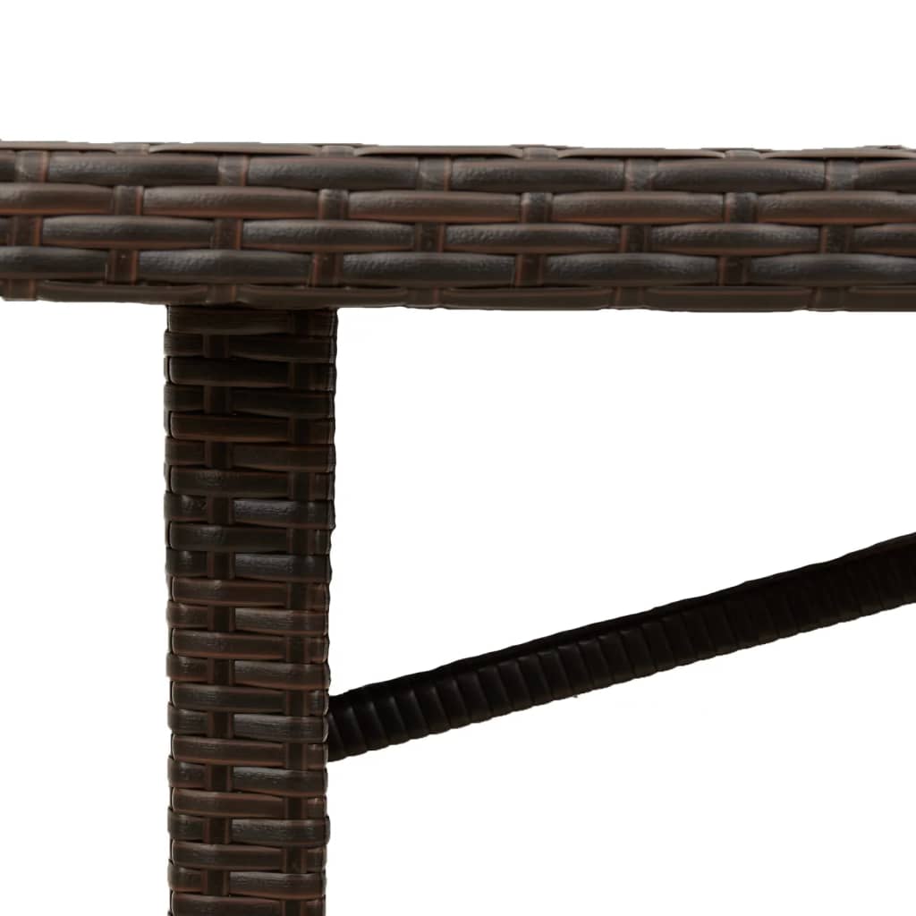 vidaXL Stół ogrodowy ze szklanym blatem, brąz, 190x80x75 cm