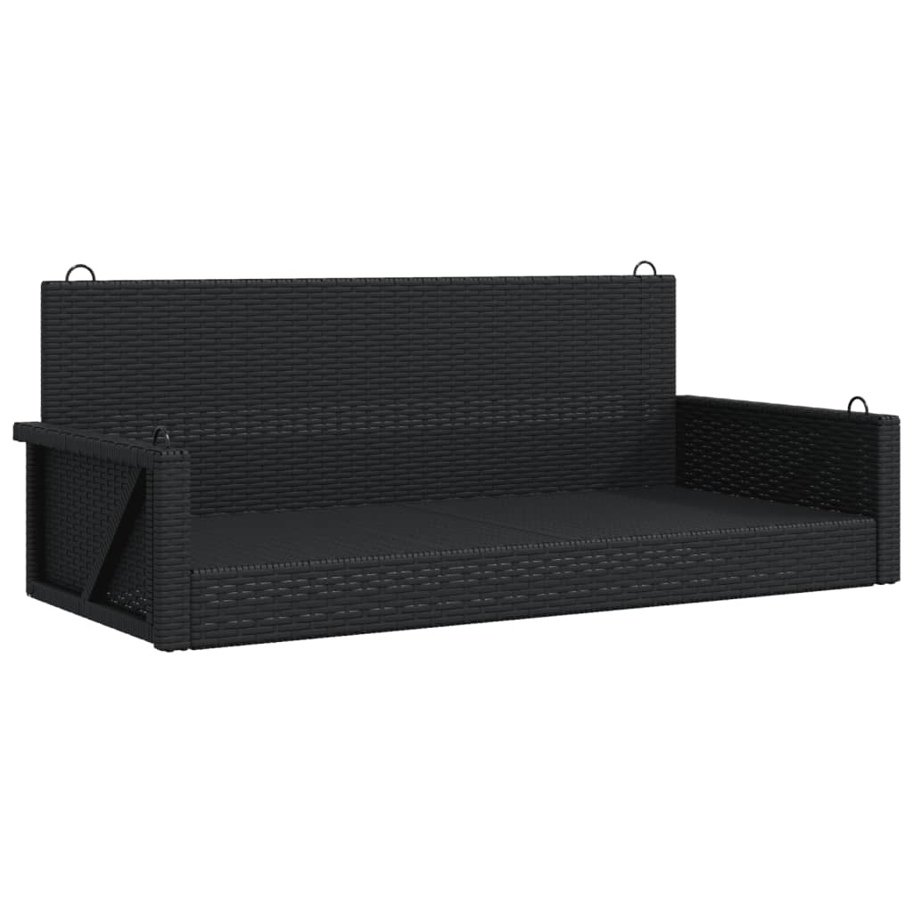 vidaXL Ławka bujana, czarna, 119x56x48 cm, polirattan