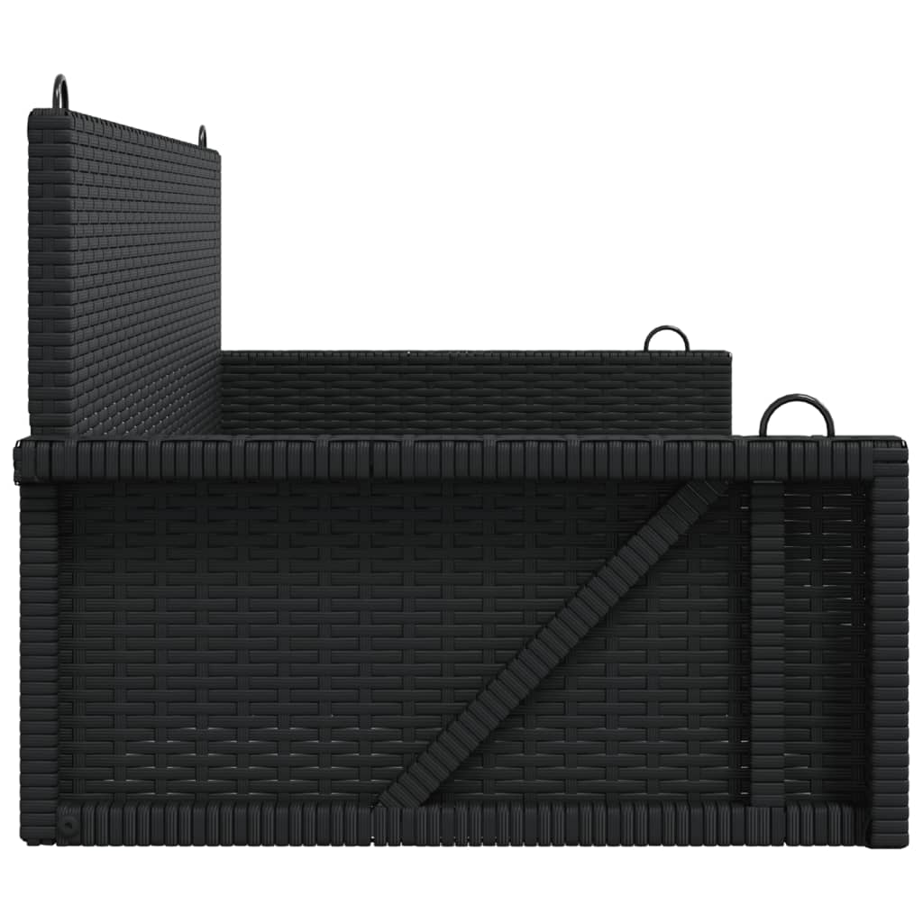 vidaXL Ławka bujana, czarna, 119x56x48 cm, polirattan