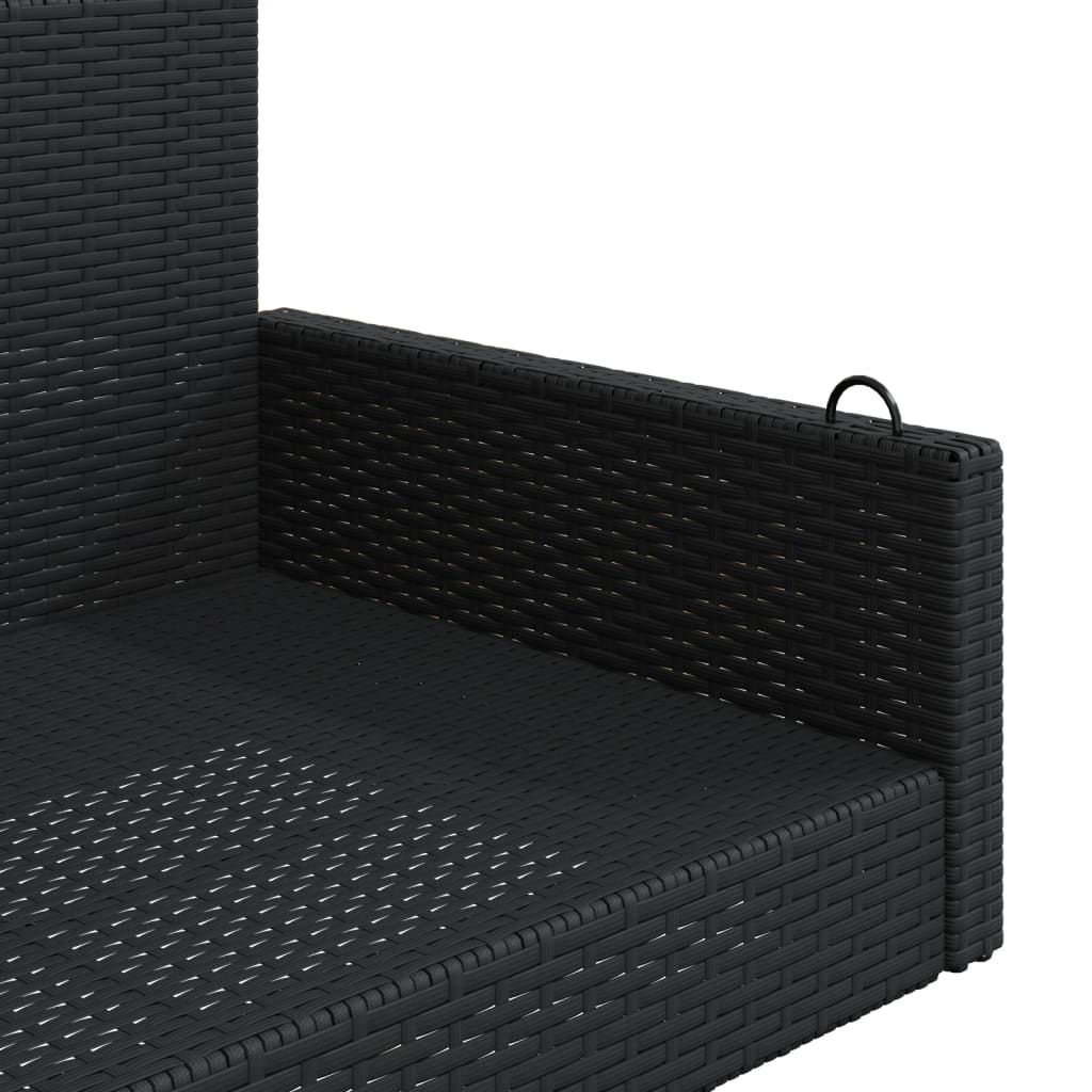 vidaXL Ławka bujana, czarna, 119x56x48 cm, polirattan
