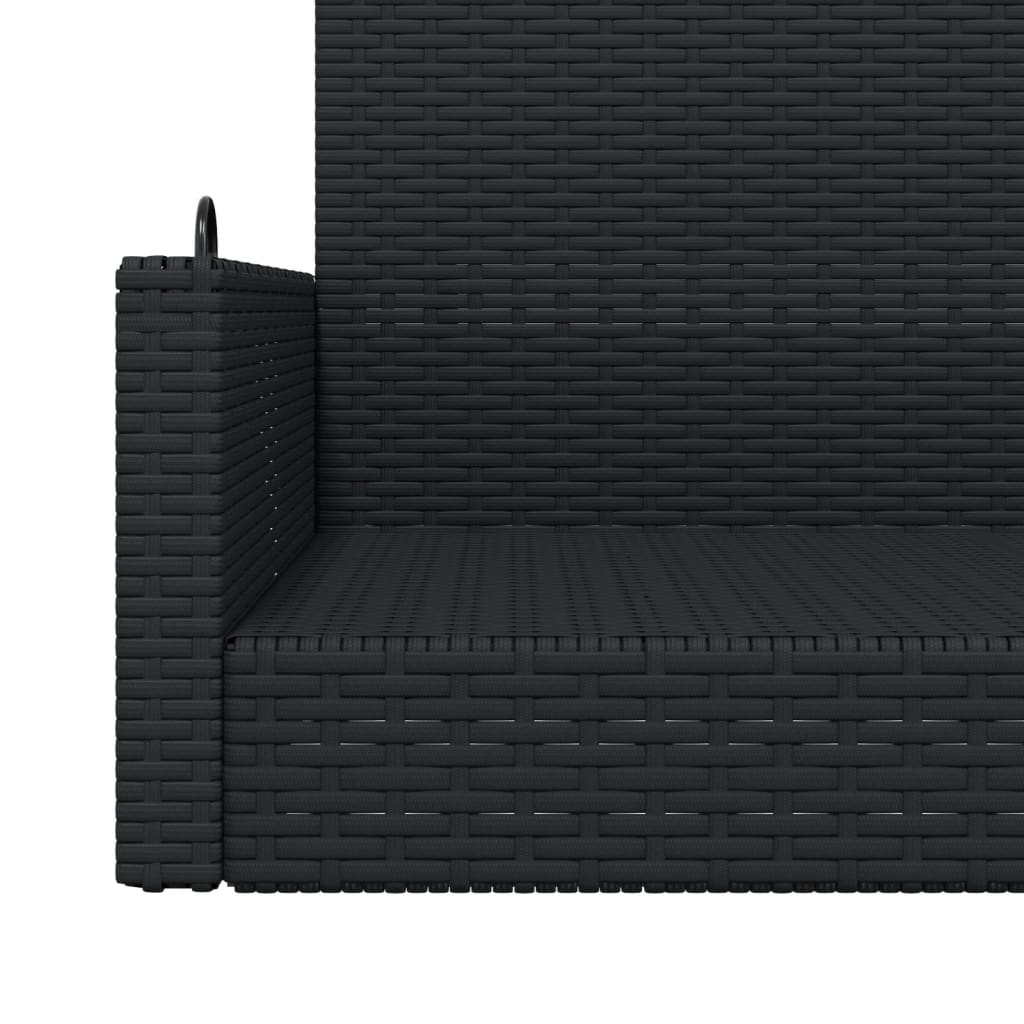 vidaXL Ławka bujana, czarna, 119x56x48 cm, polirattan