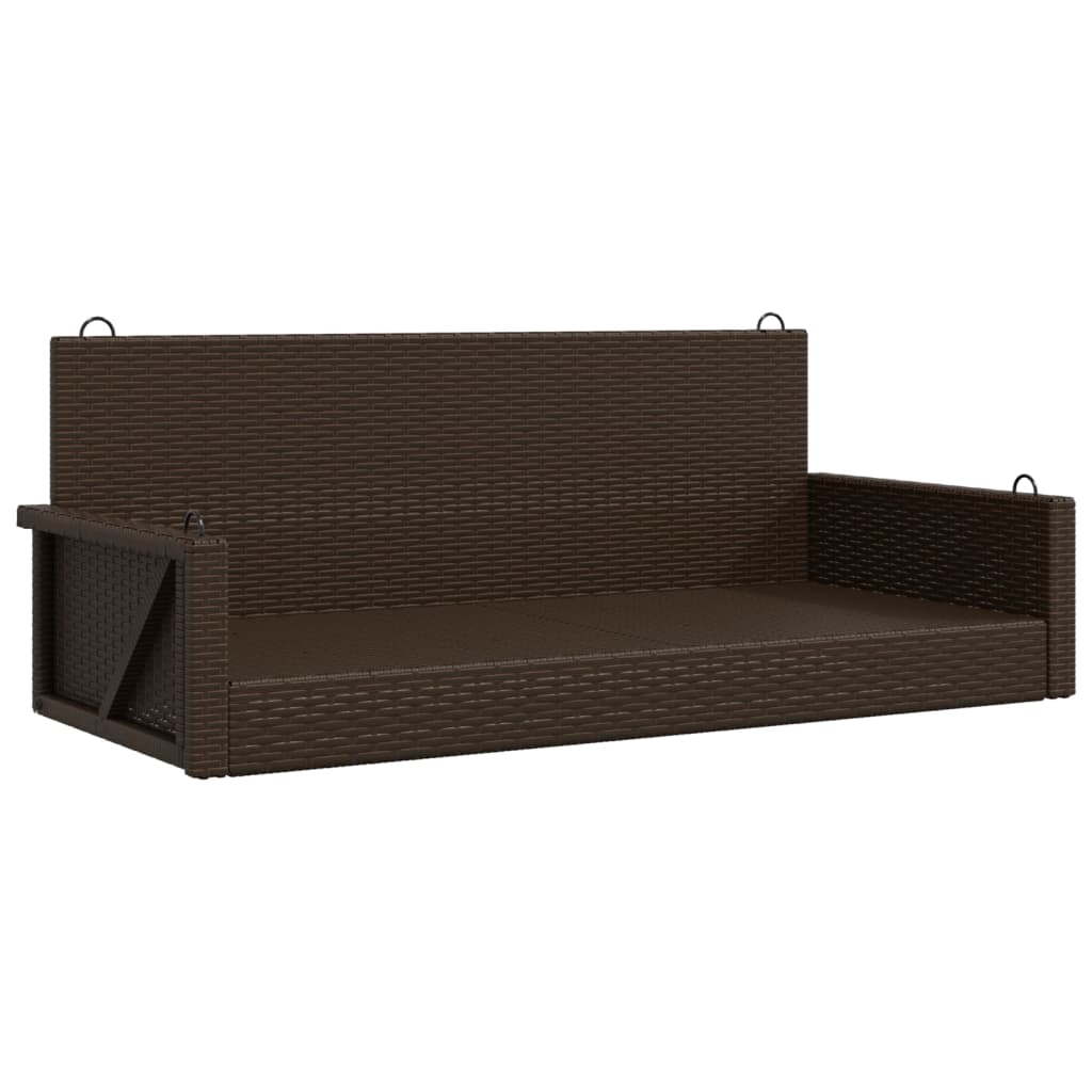 vidaXL Ławka bujana, brązowa, 119x56x48 cm, polirattan