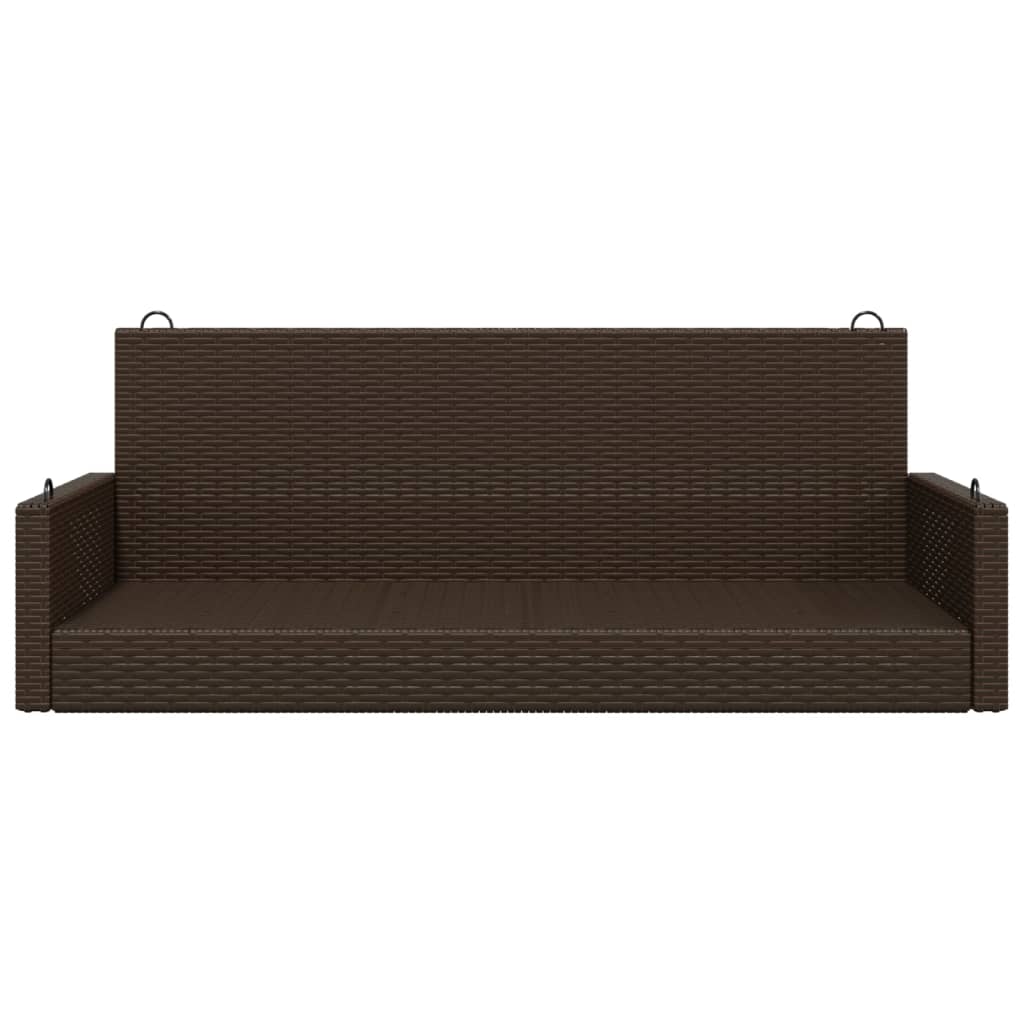 vidaXL Ławka bujana, brązowa, 119x56x48 cm, polirattan