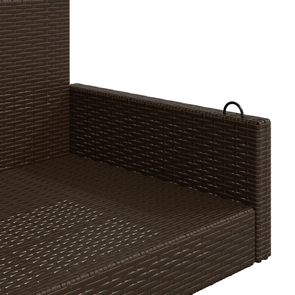 vidaXL Ławka bujana, brązowa, 119x56x48 cm, polirattan