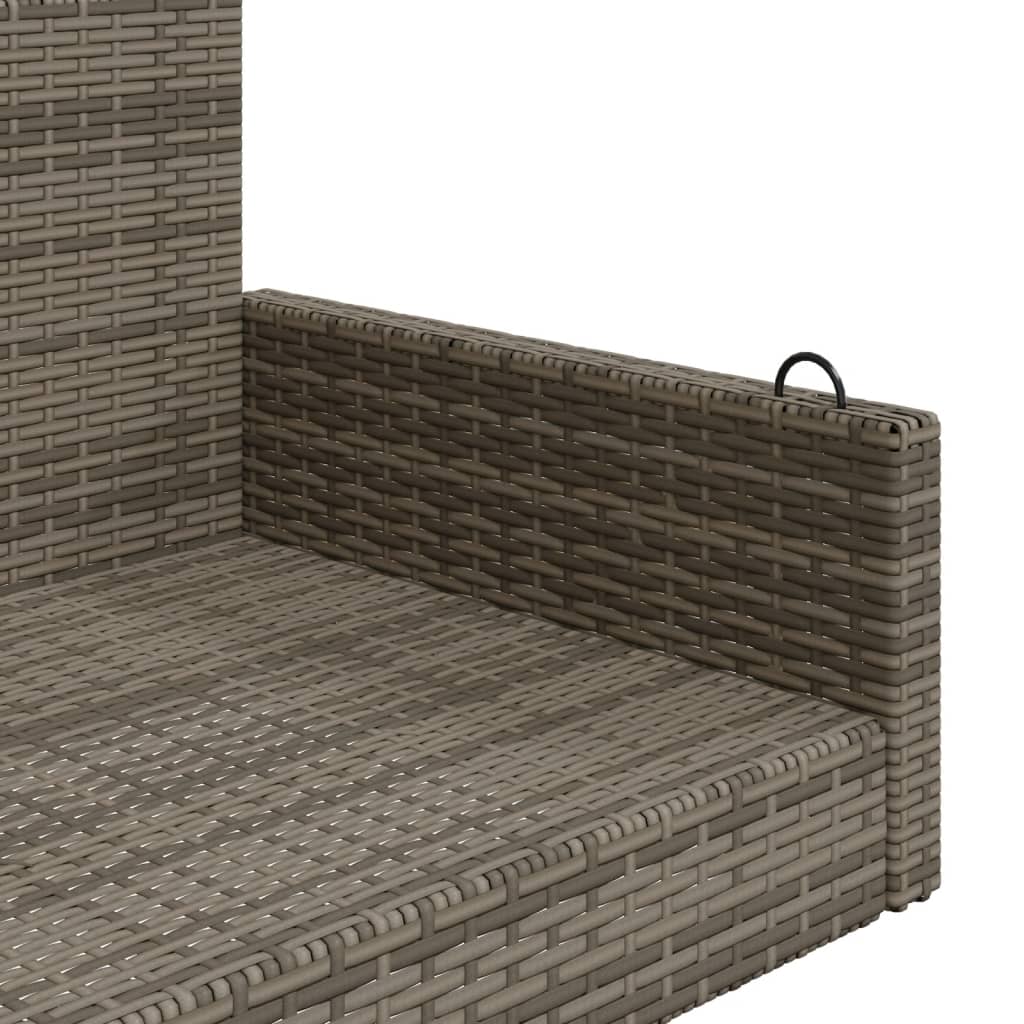 vidaXL Ławka bujana, szara, 119x56x48 cm, polirattan
