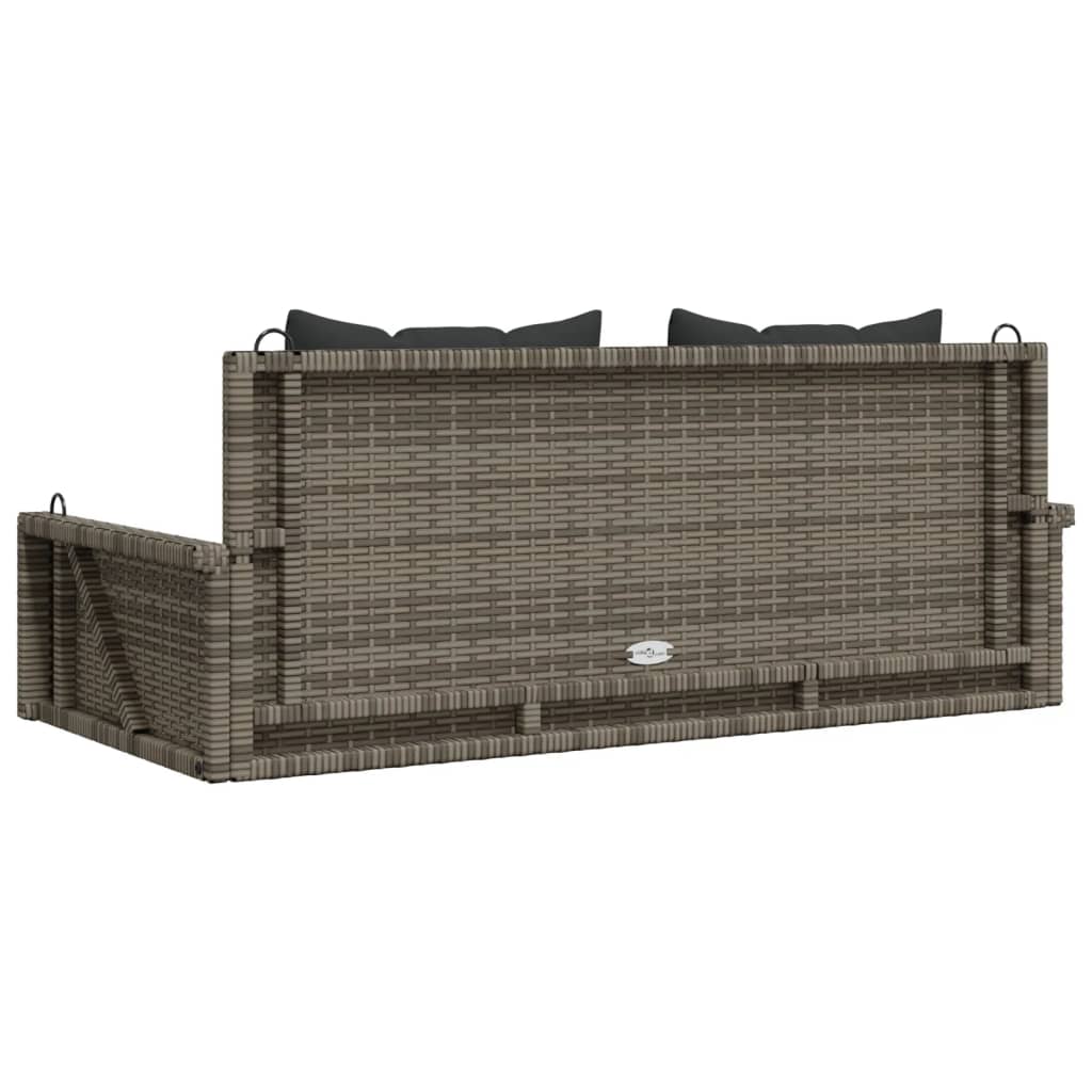 vidaXL Ławka bujana z poduszkami, szara, 119x56x48 cm, polirattan