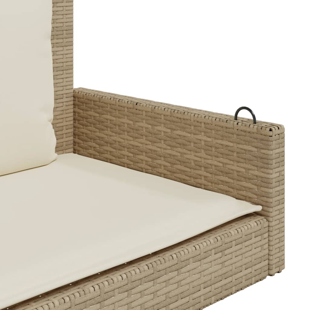vidaXL Ławka bujana z poduszkami, beżowa, 119x56x48 cm, polirattan