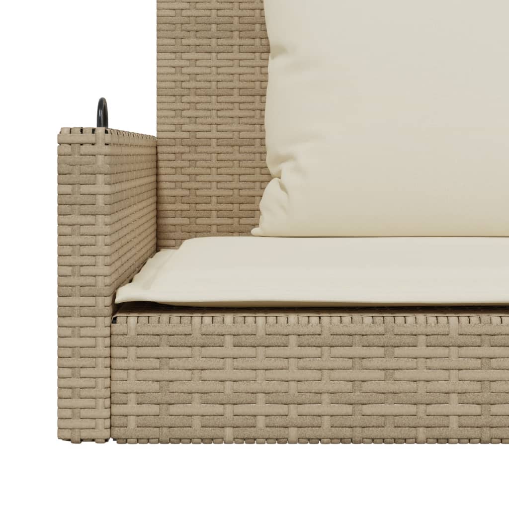 vidaXL Ławka bujana z poduszkami, beżowa, 119x56x48 cm, polirattan