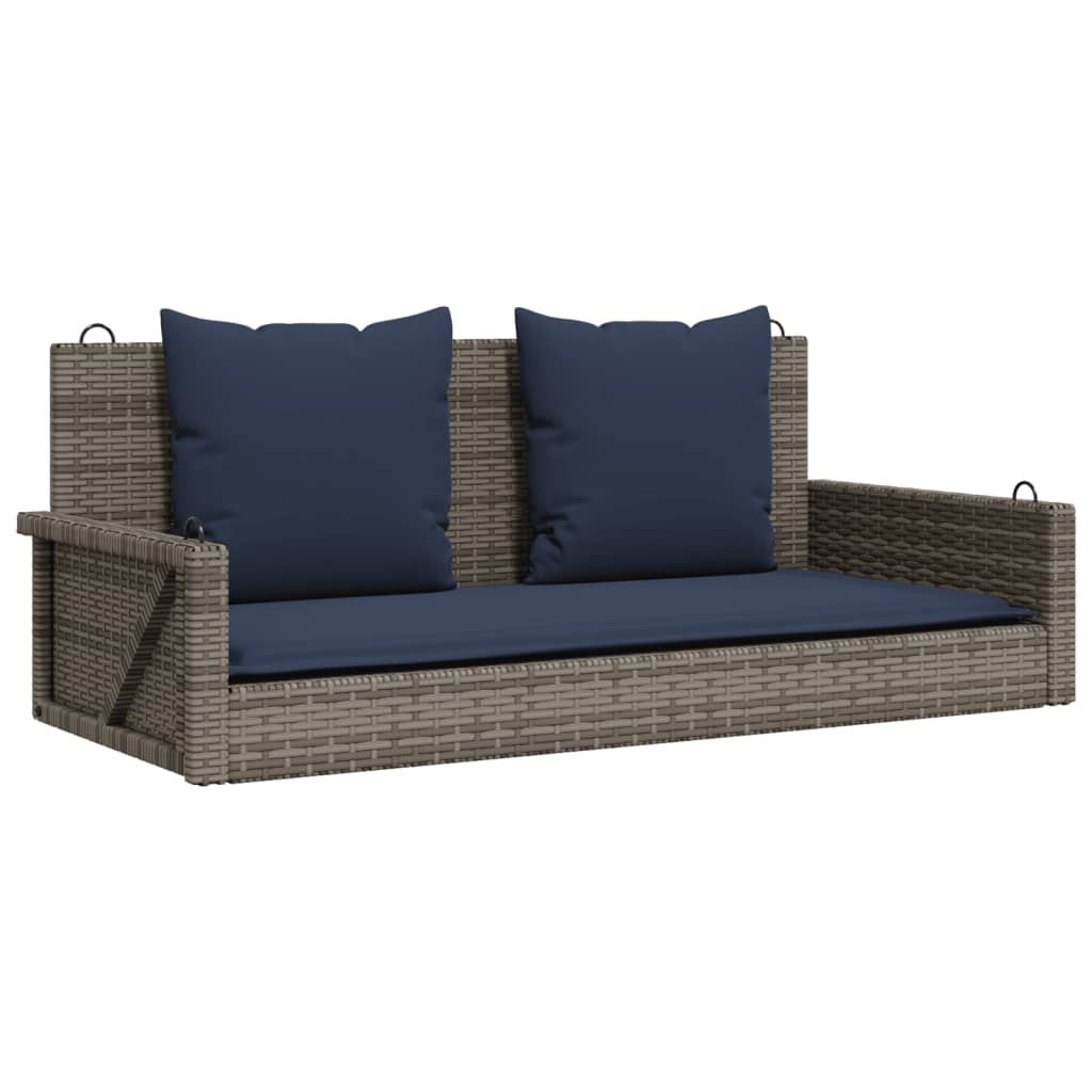 vidaXL Ławka huśtawka z poduszkami Szara 119x56x48 cm Polirattan
