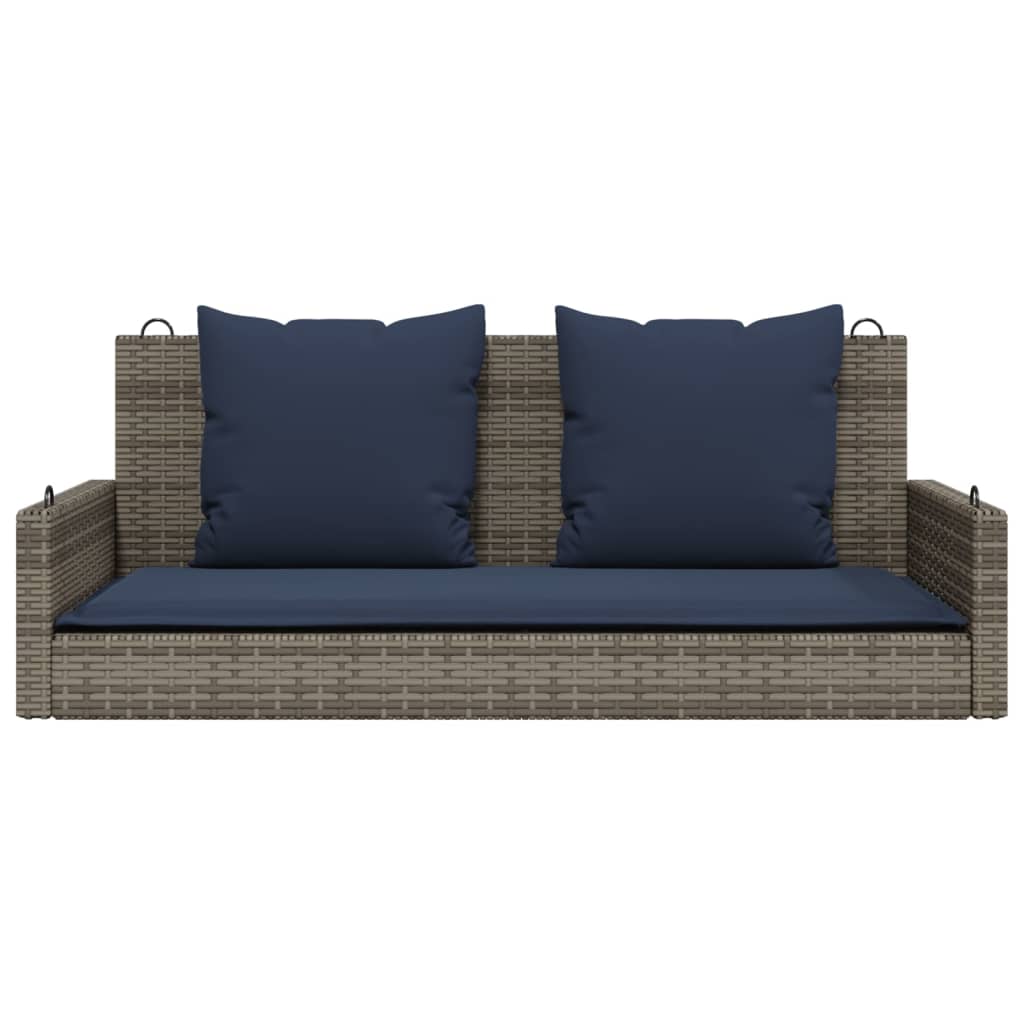 vidaXL Ławka huśtawka z poduszkami Szara 119x56x48 cm Polirattan