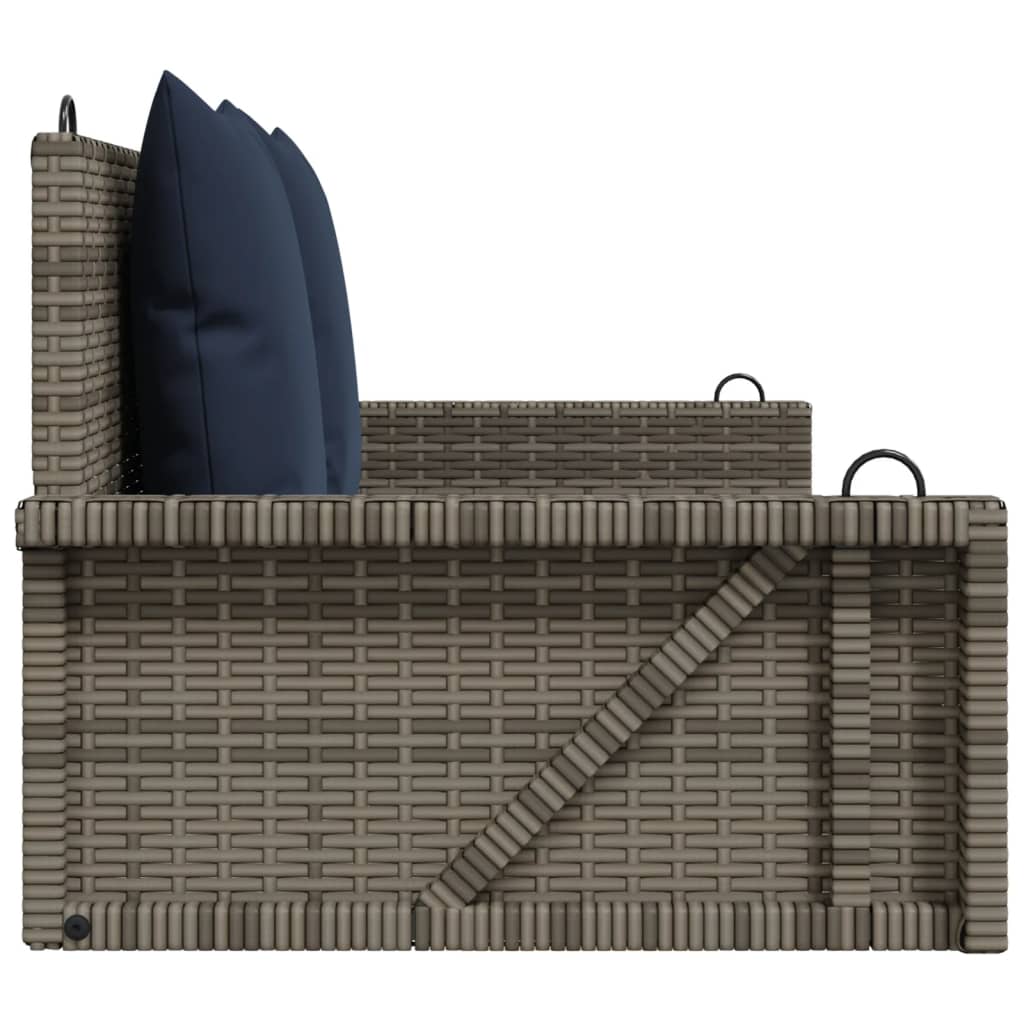 vidaXL Ławka huśtawka z poduszkami Szara 119x56x48 cm Polirattan