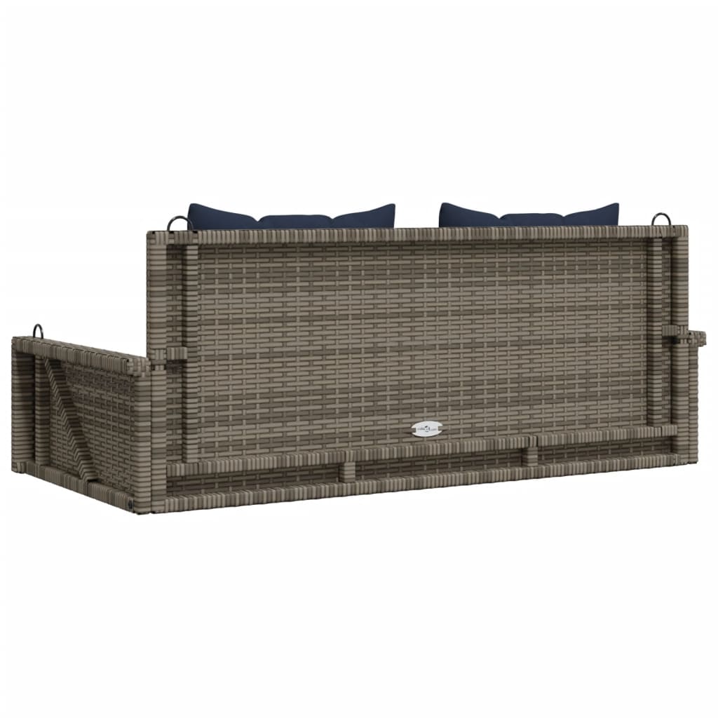 vidaXL Ławka huśtawka z poduszkami Szara 119x56x48 cm Polirattan