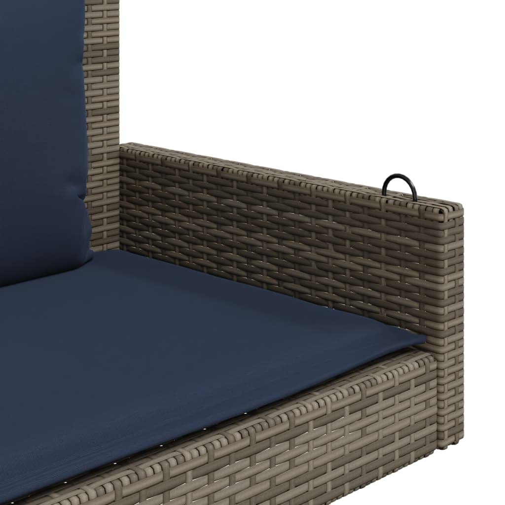 vidaXL Ławka huśtawka z poduszkami Szara 119x56x48 cm Polirattan