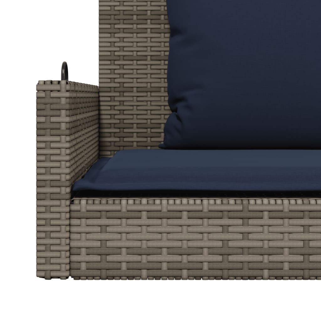 vidaXL Ławka huśtawka z poduszkami Szara 119x56x48 cm Polirattan