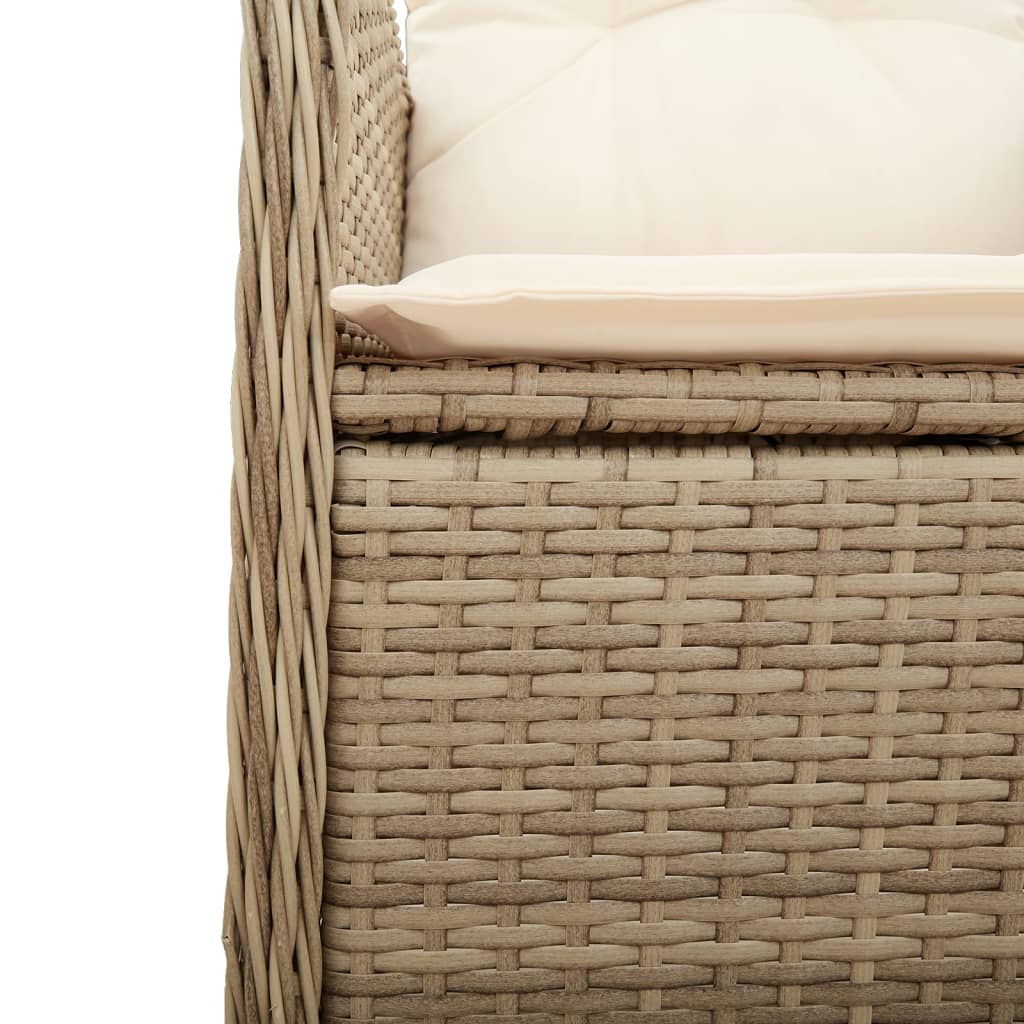 vidaXL Rozkładane fotele ogrodowe 2 szt., poduszki, beżowy rattan PE
