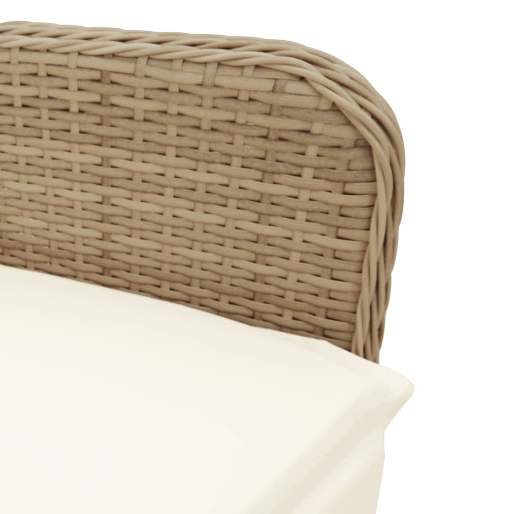 vidaXL Rozkładane fotele ogrodowe 2 szt., poduszki, beżowy rattan PE