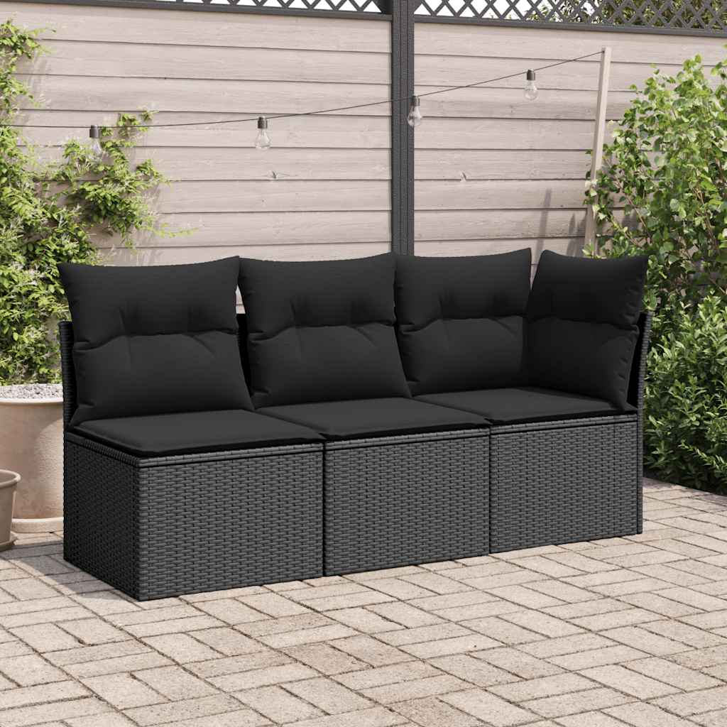 vidaXL Narożna sofa ogrodowa z poduszkami, czarny polirattan