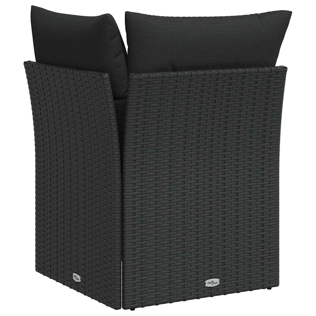 vidaXL Narożna sofa ogrodowa z poduszkami, czarny polirattan