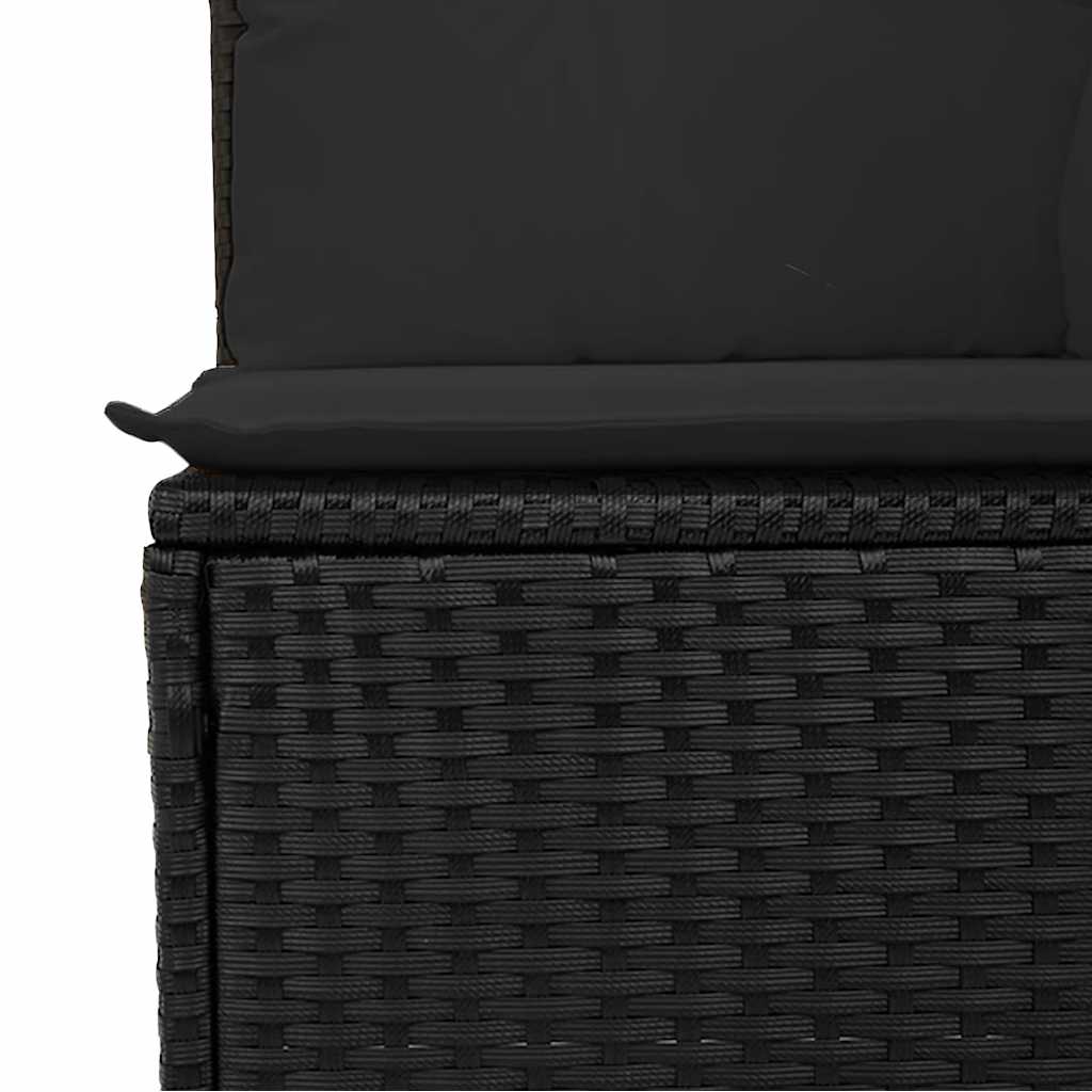 vidaXL Sofa ogrodowa z poduszkami, 4-osobowa, czarna, z polirattanu