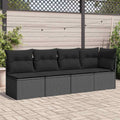 vidaXL Sofa ogrodowa z poduszkami, 4-osobowa, czarna, z polirattanu